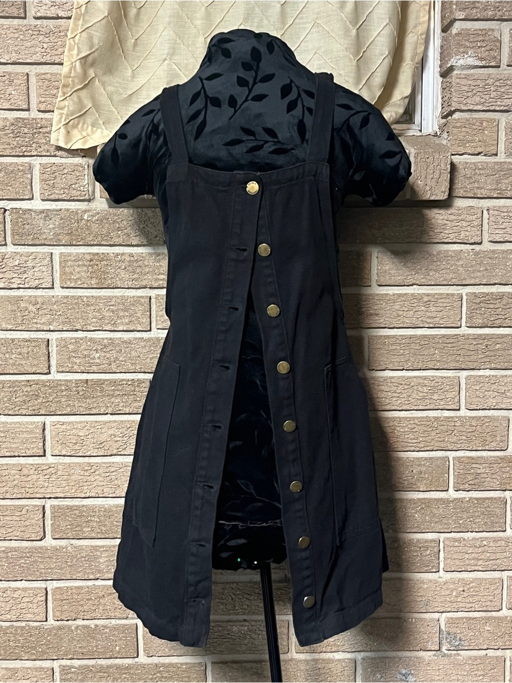 Black Denim Button Up Overall Dress